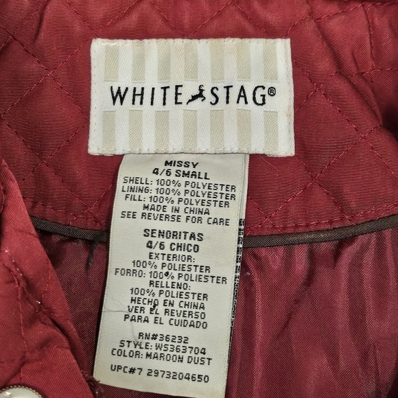 White Stag Quilted Maroon Mini Trench Jacket 100% Polyester Size S 4-6 - Picture 7 of 7